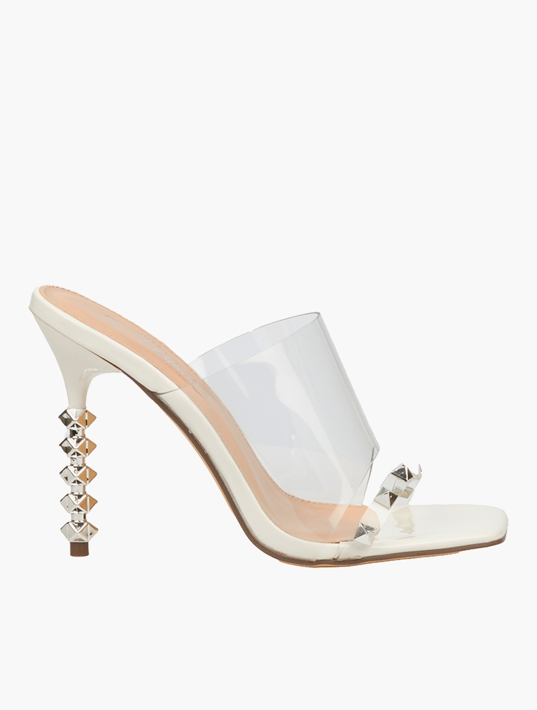 Perspex top white heels
